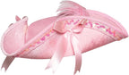Pink Tri-Corner Pirate Victorian Costume Hat With Bows and Feather Adults by HalloweenStore.com