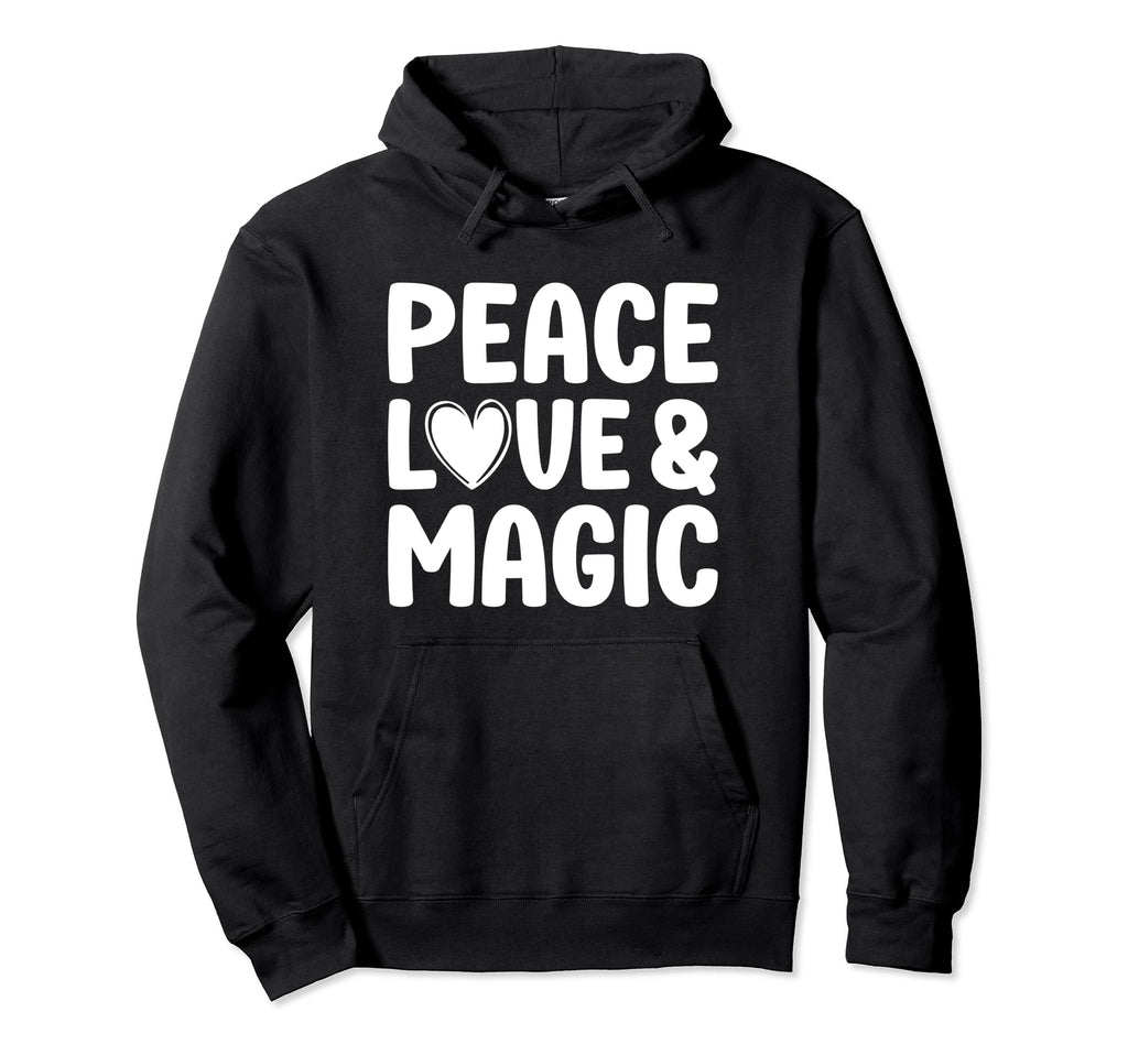 Peace Love And Magic And Magicians Hoodie - Minimalist Print for Adults