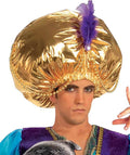 Giant Gold Turban With Purple Feather Costume Hat Accessory by HalloweenStore.com