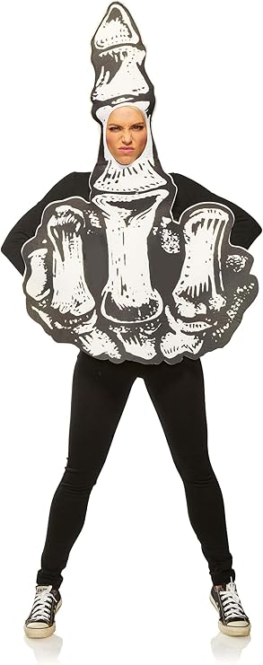 Skeleton Hand Middle Finger Adult Skull Costume by HalloweenStore.com