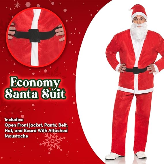Men's Economy Felt Santa Claus Suit Costume by HalloweenStore.com