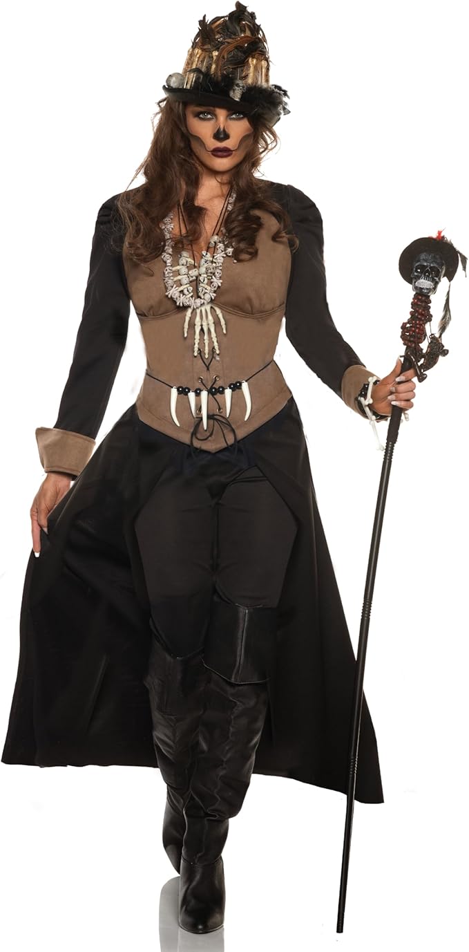Voodoo Queen Priestess Witch Doctor Skull Priest Women's Costume by HalloweenStore.com