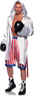 Satin Boxing Champ Two Piece Adult Costume Red, White, and Blue by HalloweenStore.com