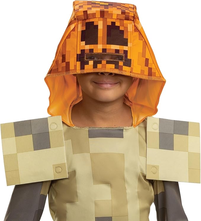 Minecraft Husk Jack O'lantern Costume, Official Minecraft Boys Hooded Jumpsuit by HalloweenStore.com