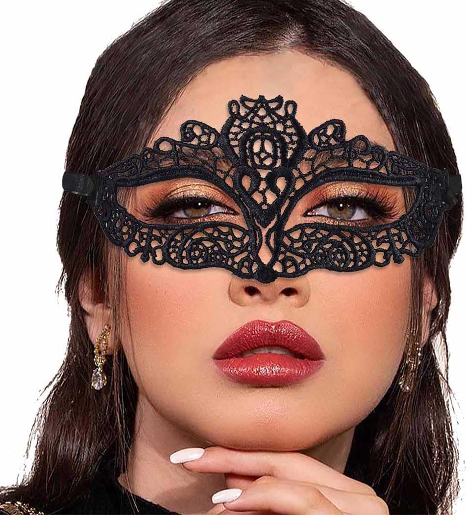 Masquerade Lace Mask Women Black Lace Masks Costume Party Proms Face Mask Halloween Eye Mask by SHOMICOBOUTIQUE