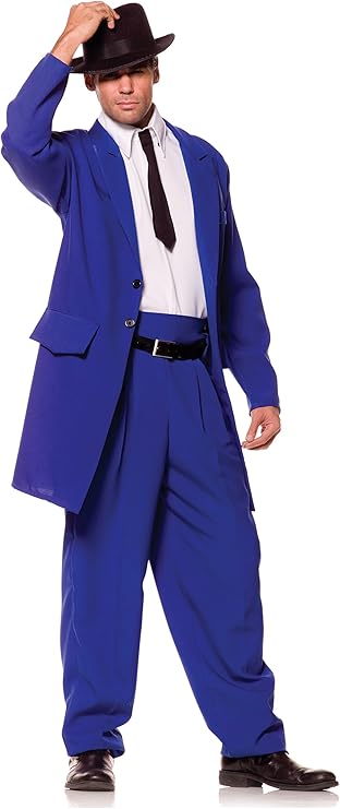 Men's Mobster Blue Zoot Suit Adult Costume by HalloweenStore.com