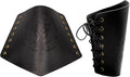 Adult Faux Leather Cuff Bracelet Embossed Black Viking Arm Guards Costume Accessories by HalloweenStore.com