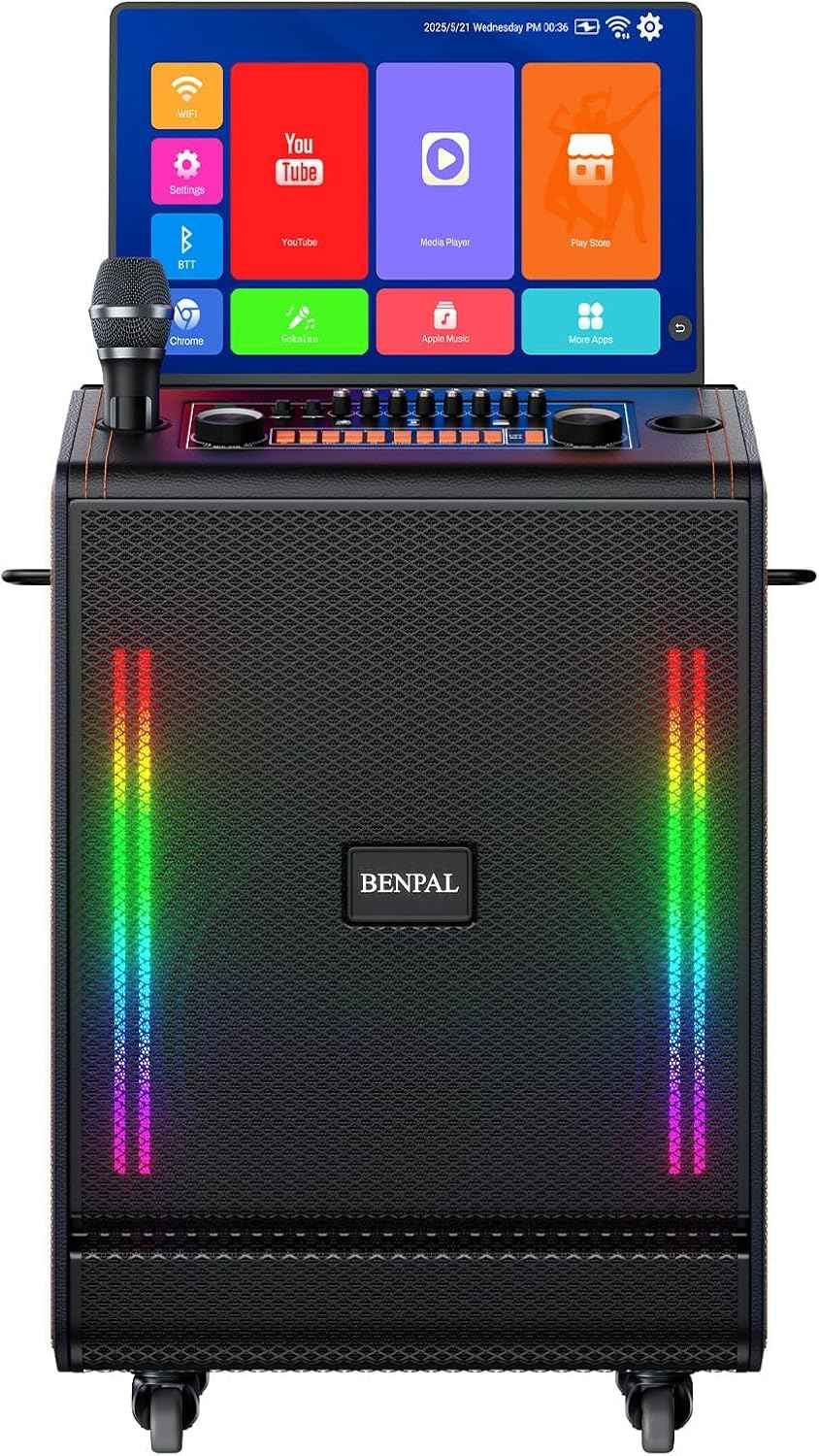 Smart Karaoke Machine with 17.3 Inch Touch Screen &amp; Lyrics Display, Up to 1200W Powerful Speaker, Super Deep Bass Sound for Home Party, Outdoor - Perfect for Adults, Kids, Singers &amp; Music Lovers
