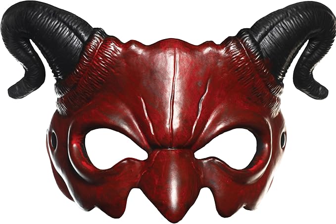 Adult Red and Black Devil Foam Masquerade Costume Mask With Horns by HalloweenStore.com