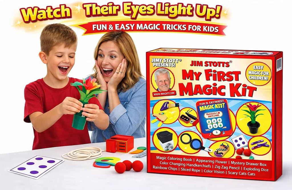 My First Magic Kit for Kids Ages 5–12 – 50  Easy Tricks for Beginners | Learn Real Magic Fast with Step-by-Step Videos | Fun Gift for Boys &amp; Girls | Jim Stott Magic