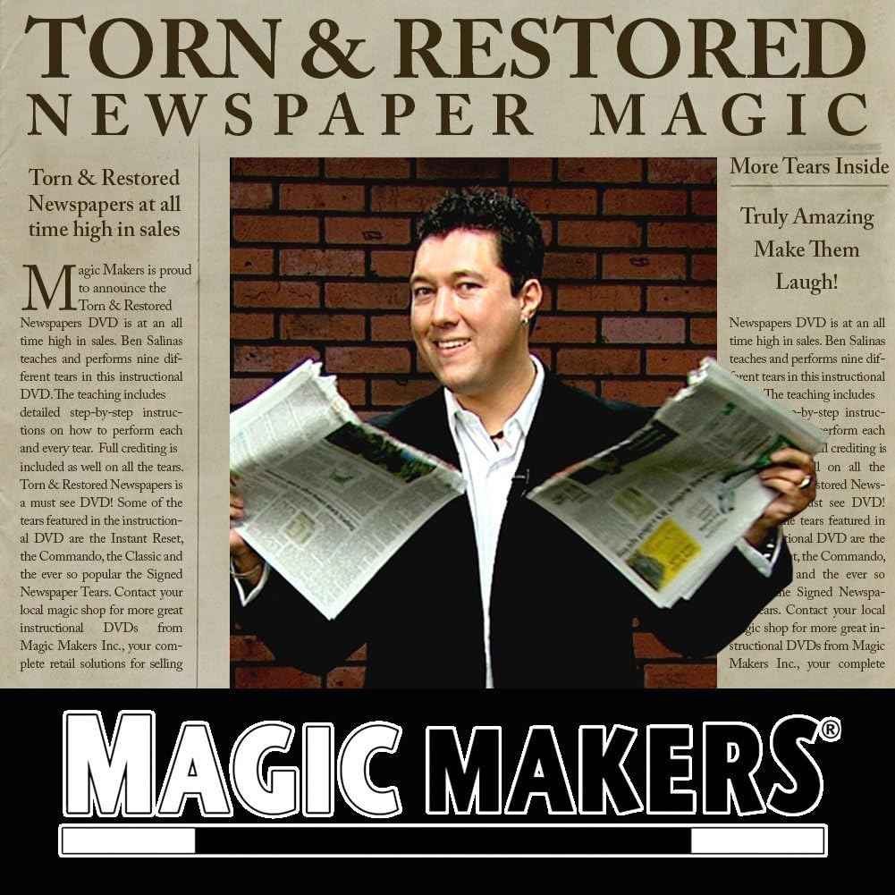 Torn &amp; Restored Newspaper Illusion Magic Trick Instructional Guide with Magician Ben Salinas by Magic Makers - Learn 9 Methods