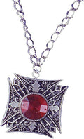 Gothic Medallion Pentagram Red Gem Accessory Neckless by HalloweenStore.com