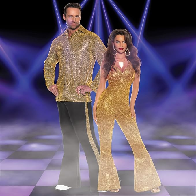 Men's Disco King Dancer Gold 70's Retro Night Costume by HalloweenStore.com