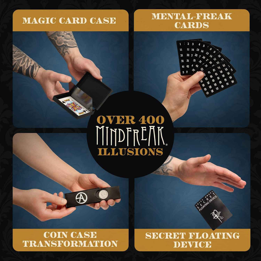 Criss Angel MINDFREAK Professional Magic Kit – 400  Magic Tricks – Easy-to-Learn Tricks for Kids, Teens &amp; Adults, Intermediate Kit