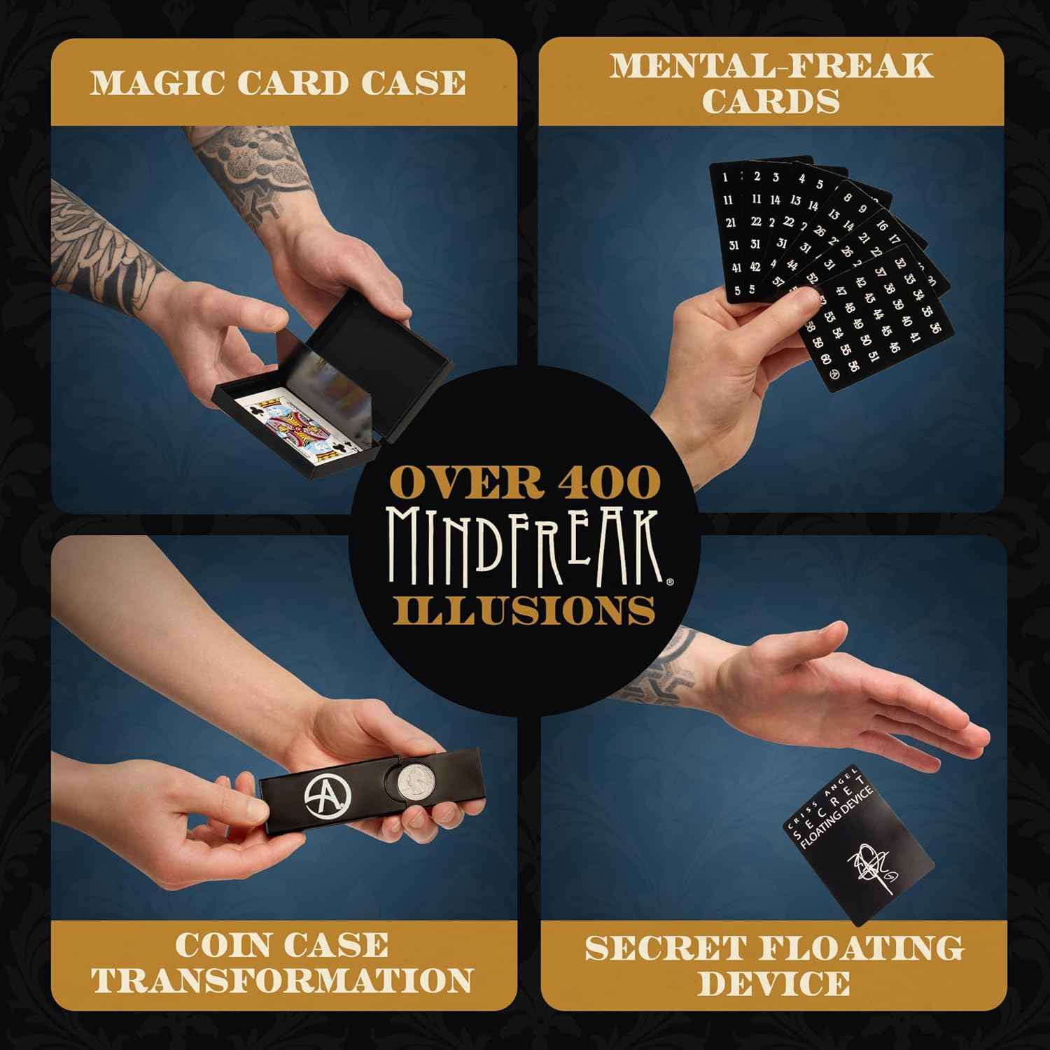 Criss Angel MINDFREAK Professional Magic Kit – 400  Magic Tricks – Easy-to-Learn Tricks for Kids, Teens &amp; Adults, Intermediate Kit