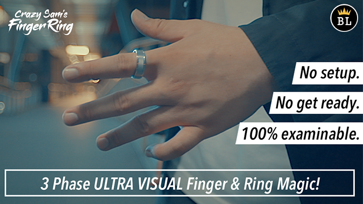 Hanson Chien Presents Crazy Sam's Finger Ring SILVER / MEDIUM (Gimmick and Online Instructions) by Sam Huang - Trick by Murphy's Magic Supplies, Inc.