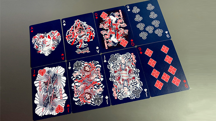 Sumi Kitsune Myth Maker (Blue/Red Craft Letterpressed Tuck) Playing Cards by Card Experiment by Murphy's Magic Supplies, Inc.