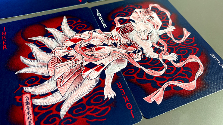 Sumi Kitsune Myth Maker (Blue/Red Craft Letterpressed Tuck) Playing Cards by Card Experiment by Murphy's Magic Supplies, Inc.