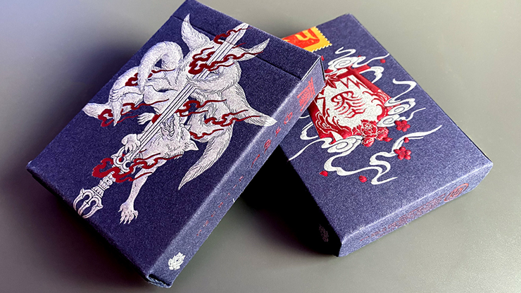 Sumi Kitsune Myth Maker (Blue/Red Craft Letterpressed Tuck) Playing Cards by Card Experiment by Murphy's Magic Supplies, Inc.