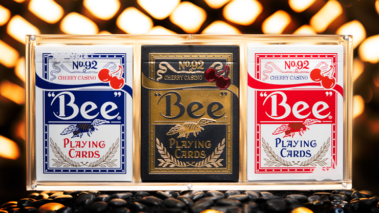 Limited Bee X Cherry 3 deck Set (Blue, Red and Black) Playing Cards by Murphy's Magic Supplies, Inc.