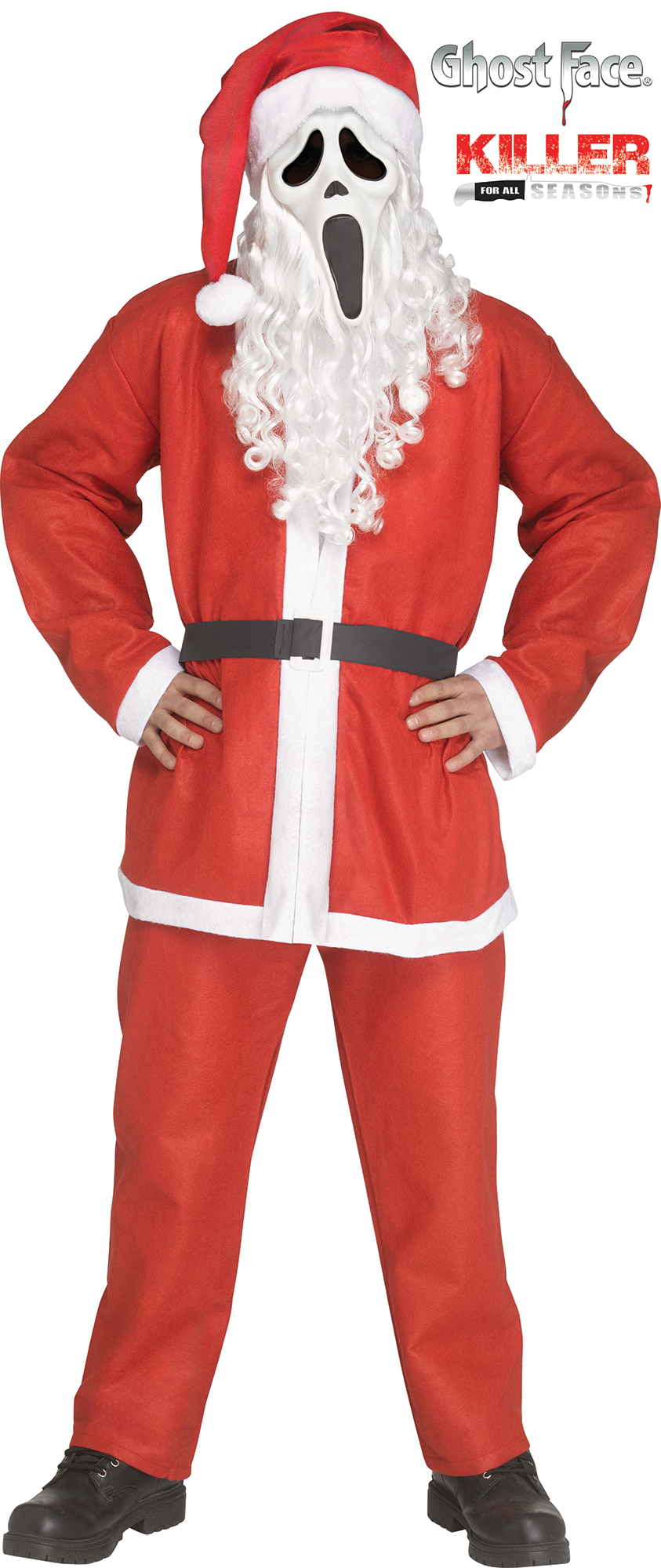Pub Crawl Santa Ghost Face Scream Adult Costume Plus Size by HalloweenStore.com