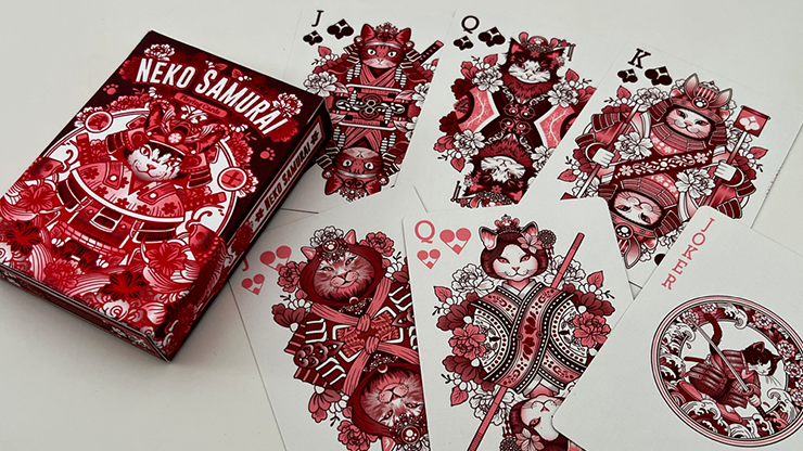 Neko Samurai (Red) Playing Cards by Murphy's Magic Supplies, Inc.