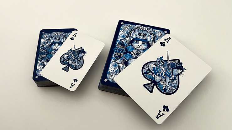 Neko Samurai (Mini Blue) Playing Cards by Murphy's Magic Supplies, Inc.