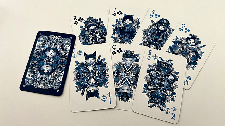 Neko Samurai (Mini Blue) Playing Cards by Murphy's Magic Supplies, Inc.