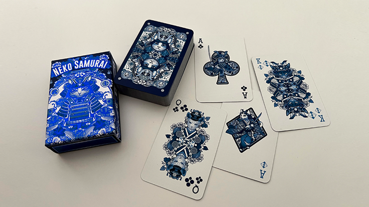 Neko Samurai (Mini Blue) Playing Cards by Murphy's Magic Supplies, Inc.