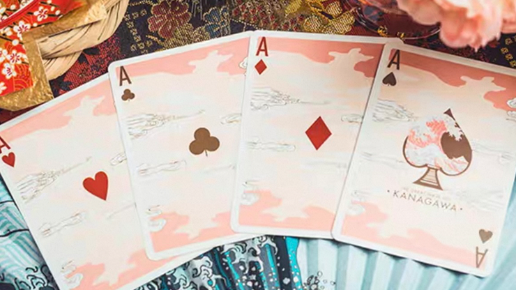 The Great Wave off Kanagawa V3 (Autumn Maple / Peachy Pink) Playing Cards by Murphy's Magic Supplies, Inc.