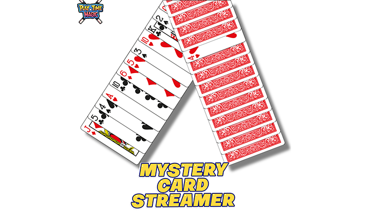 Mystery Card Streamer (Red 4 of Hearts) by PlayTime Magic DEFMA by Murphy's Magic Supplies, Inc.