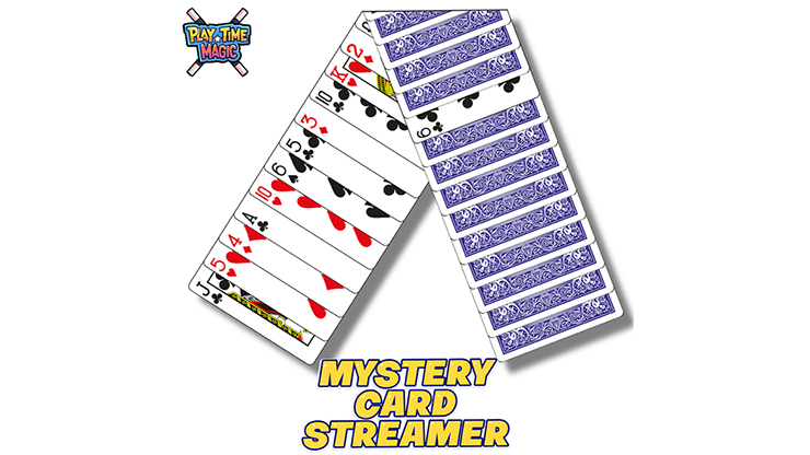 Mystery Card Streamer (Blue 6 of Clubs) by PlayTime Magic DEFMA by Murphy's Magic Supplies, Inc.