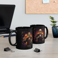 Skeleton Magician Black Mug — Halloween Skull & Rabbit Magic Coffee Cup by Printify