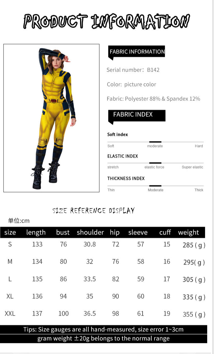 onepiece Halloween movie cos suit Deadpool 3 Wolverine costume playing suit printed jumpsuit by SHOMICOBOUTIQUE