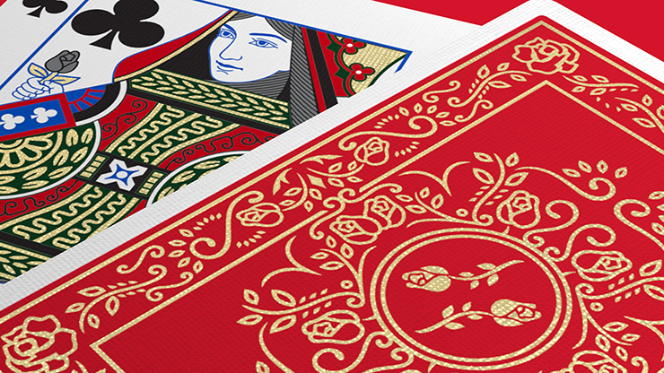 Red Roses Gold Foil Playing Cards (Fully Marked) by Murphy's Magic Supplies, Inc.