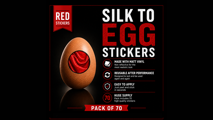 Silk to Egg Stickers (RED) Pack of 70 by Murphy's Magic Supplies, Inc.