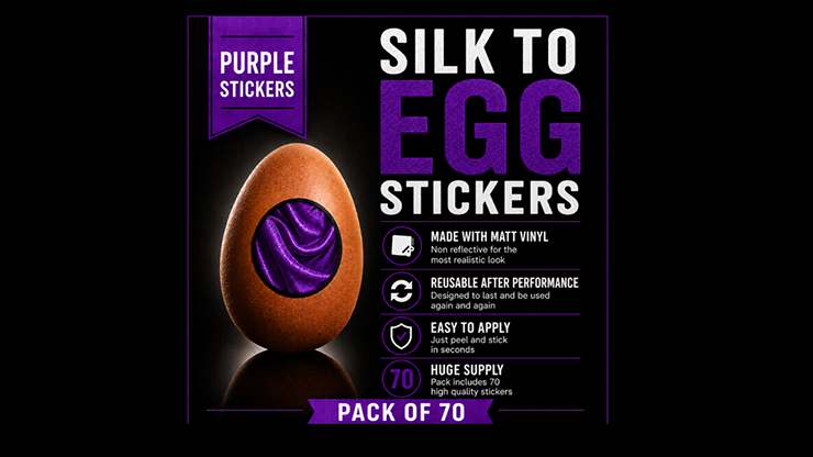 Silk to Egg Stickers (Purple) Pack of 70 by Murphy's Magic Supplies, Inc.