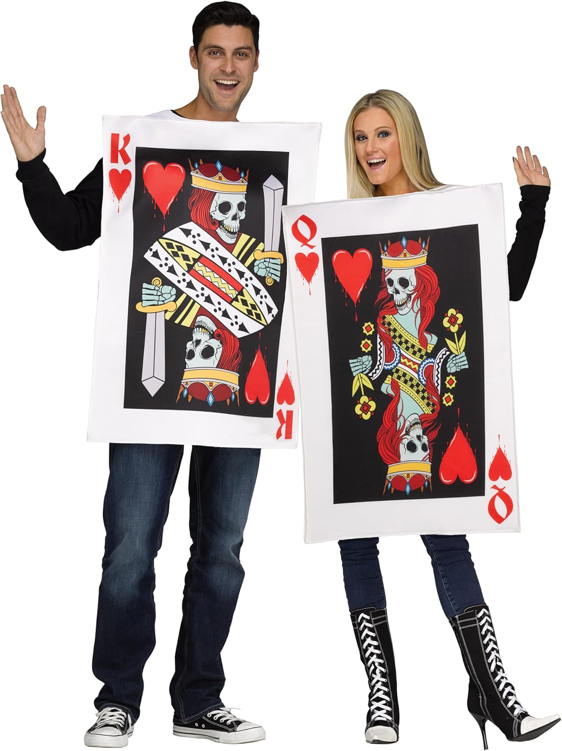 King & Queen of Hearts Card Adult Couples Costume Set by HalloweenStore.com