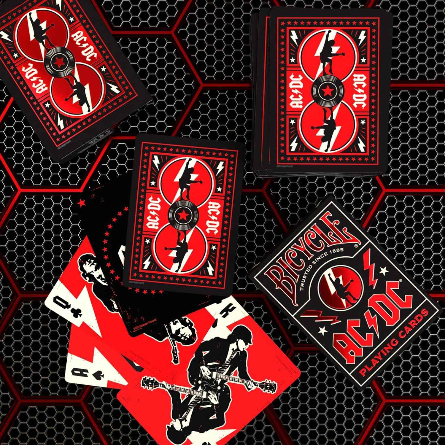 Bicycle ACDC Playing Cards, Features Iconic ACDC Song Titles and Band Designs, Red and Black, 1 Deck