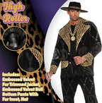 Men's 70's Black Velvet Pimp Suit High Roller Pimp Daddy Adult Costume by HalloweenStore.com