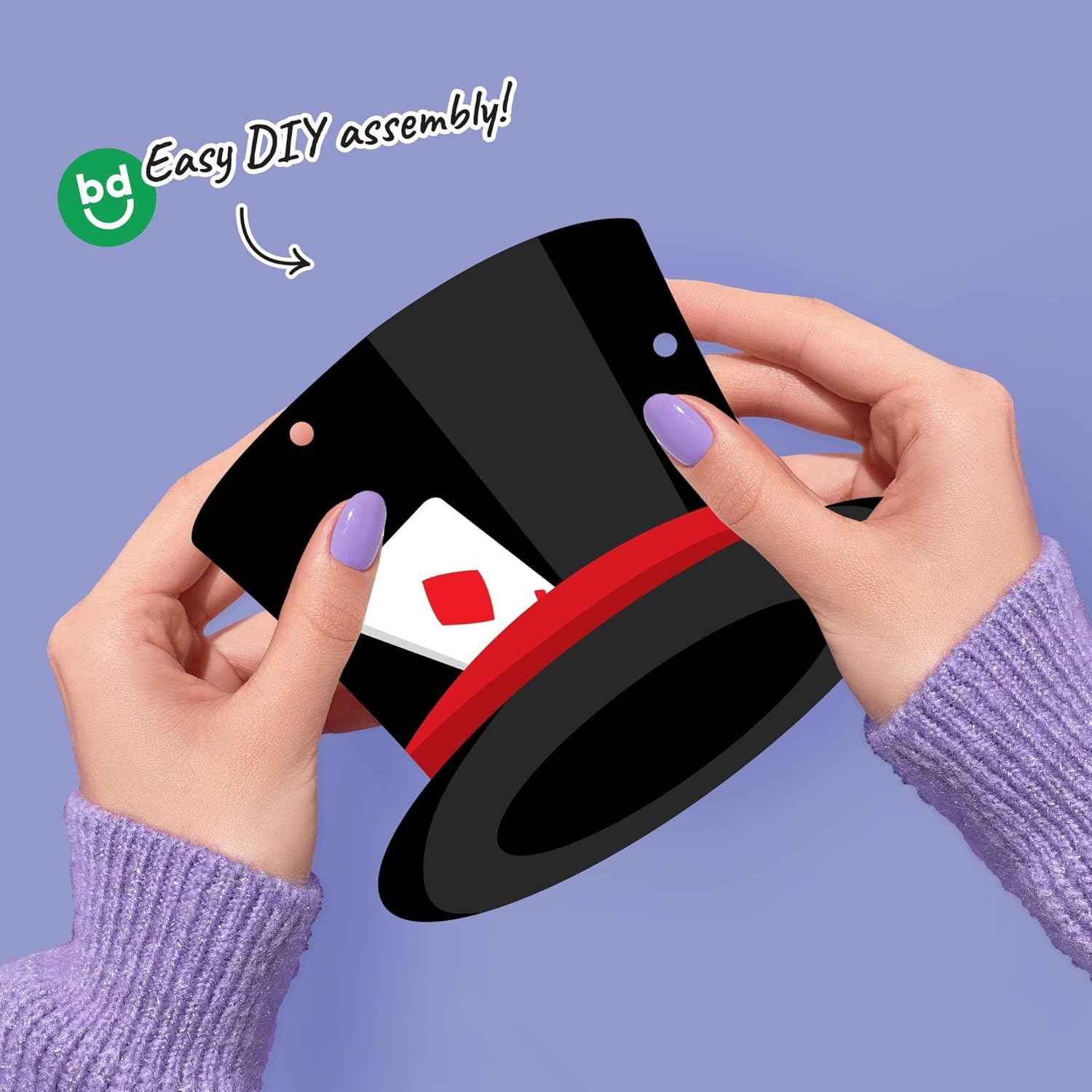 Big Dot of Happiness Magic Show Garland Banner, Ta-Da Magical Birthday Party Decorations Backdrop, 30 Feet of Cord, 15 Double-Sided Paper Magician Hats &amp; Playing Card Shapes