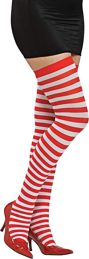 Red/White Striped Thigh High Costume Accessory by HalloweenStore.com