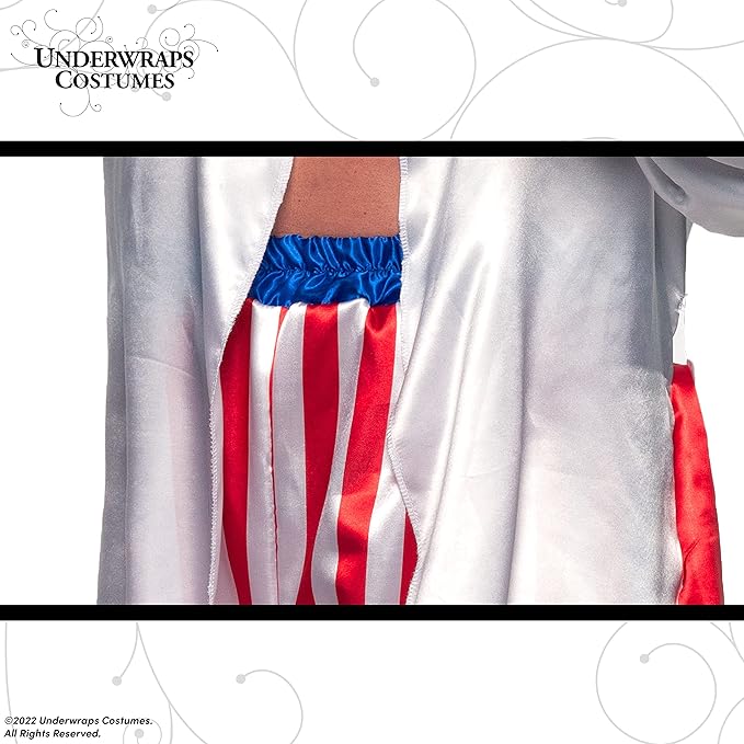 Satin Boxing Champ Two Piece Adult Costume Red, White, and Blue by HalloweenStore.com