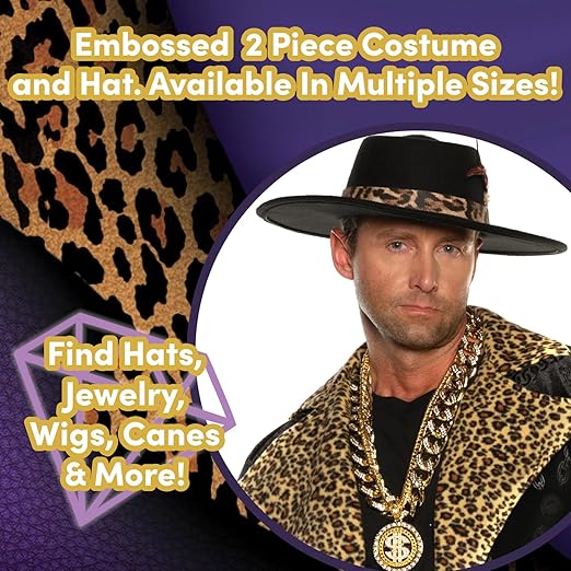 Men's 70's Black Velvet Pimp Suit High Roller Pimp Daddy Adult Costume by HalloweenStore.com