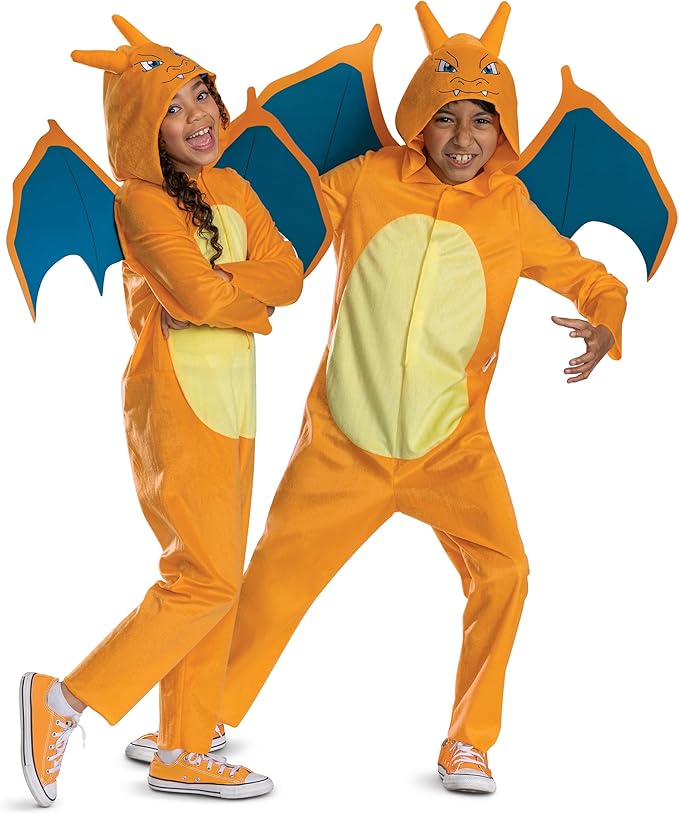 Charizard Hooded Jumpsuit Pokémon Deluxe Child Halloween Costume by HalloweenStore.com