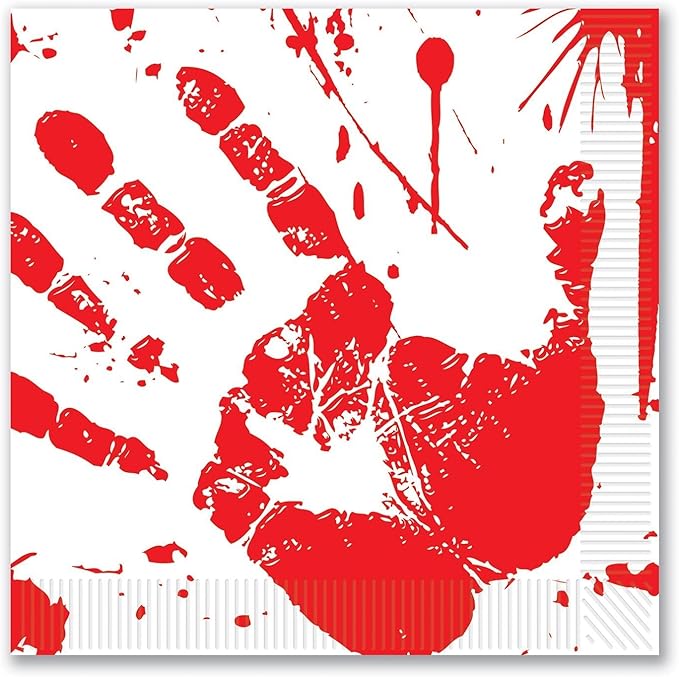 Bloody Handprints Luncheon Napkins by HalloweenStore.com