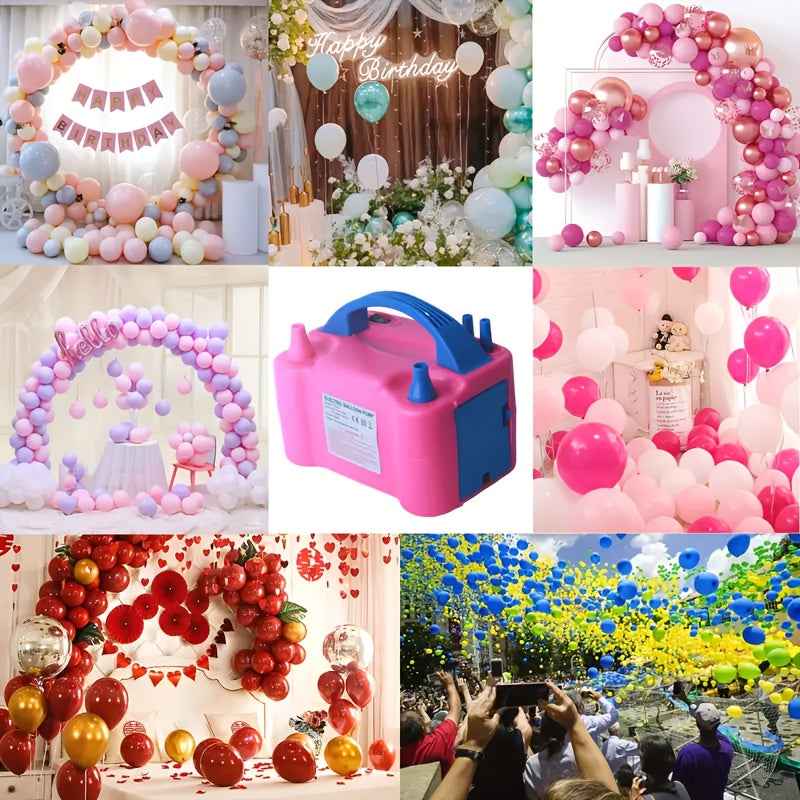 Balloon Pump, Electric Portable Air Blower with Dual Nozzles, Household, No Batteries Required, Used for Decoration and Parties, Time-Saving