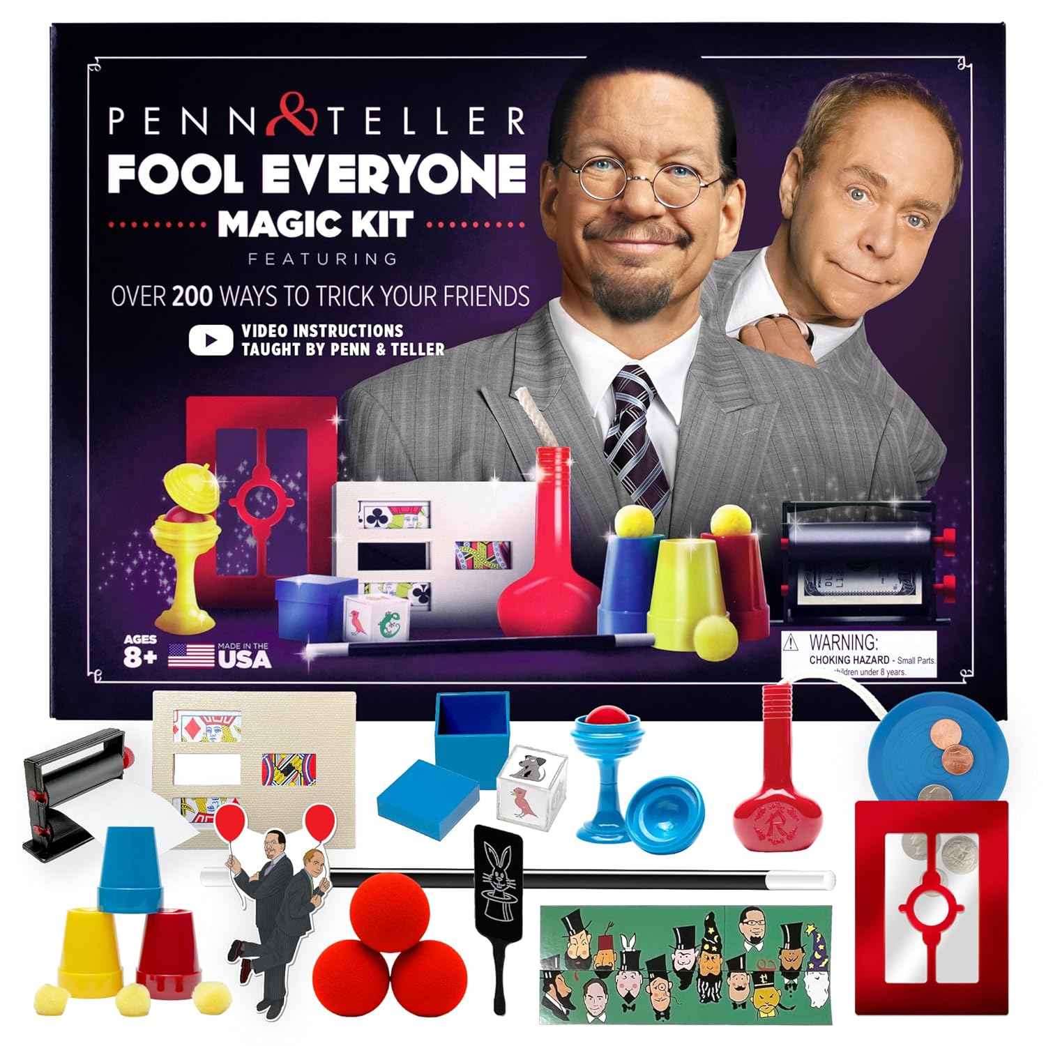 Penn &amp; Teller Fool Everyone Magic Kit, Officially Licensed Magic Set with Video Tutorials, 200 Plus Tricks – Games for Kids 8–12, Boy Toys, 8 Year Old Girl Birthday Gift, Gifts for 10 Year Old Boys