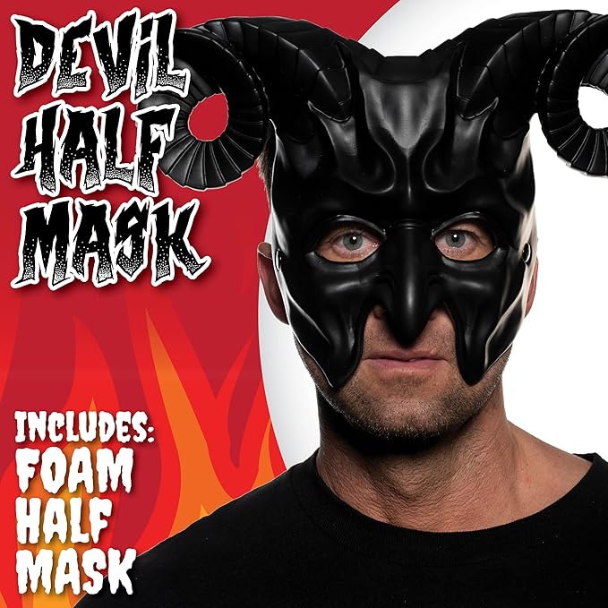 Adult Black Foam Half Devil Masquerade Costume Mask by HalloweenStore.com