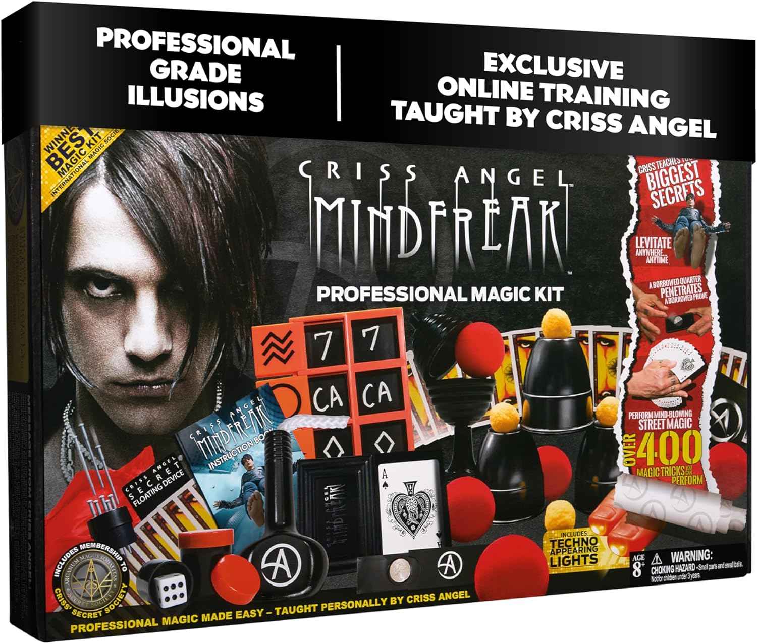 Criss Angel MINDFREAK Professional Magic Kit – 400  Magic Tricks – Easy-to-Learn Tricks for Kids, Teens &amp; Adults, Intermediate Kit